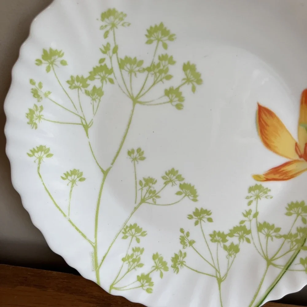 Vintage‎ Luminarc France Salad Plate Floral Orange Day Lily MCM Cottagecore RARE